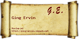 Ging Ervin névjegykártya